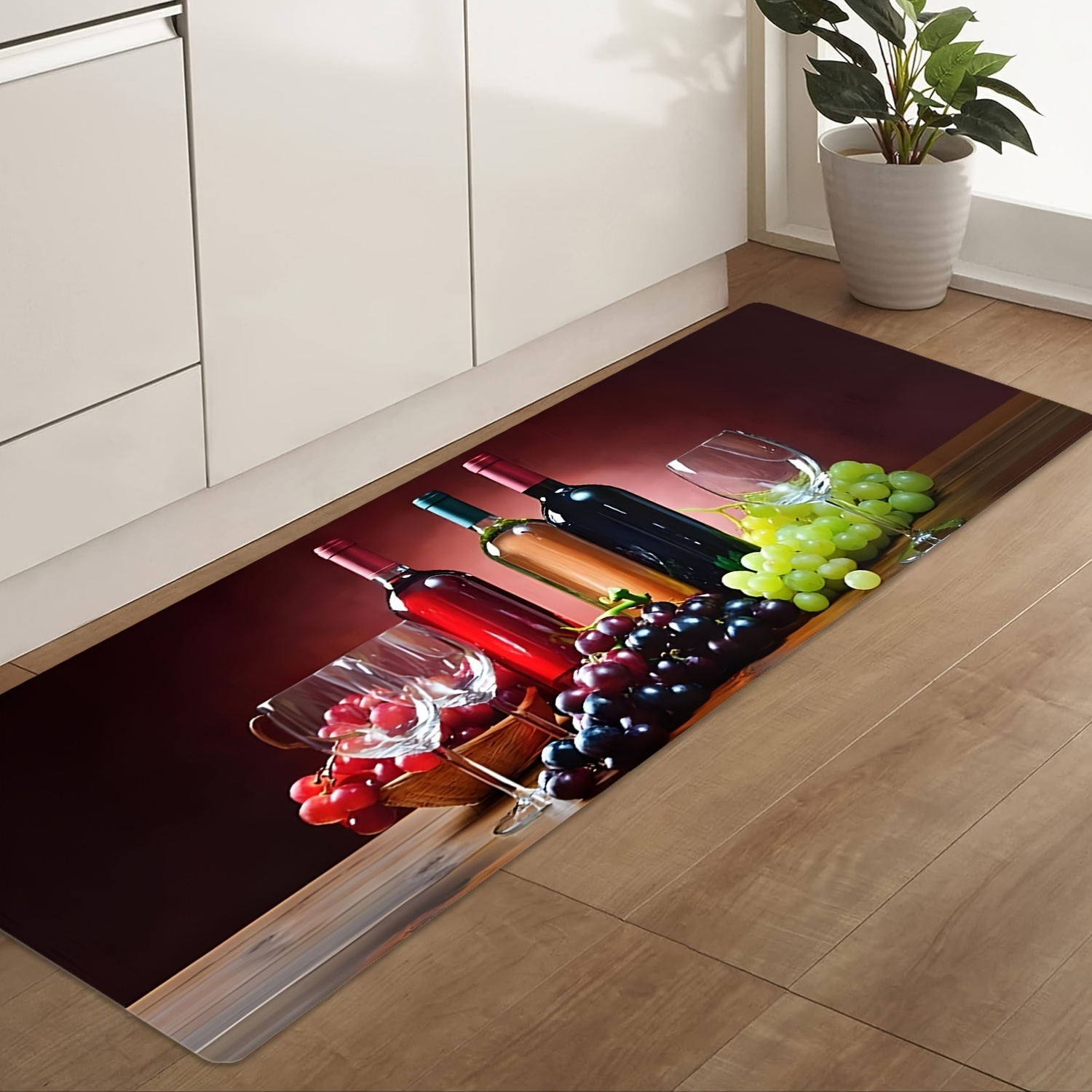 Commercial Printing Supplies - Langer Läufer mit Weintrauben-Print, saugfähige, rutschfeste