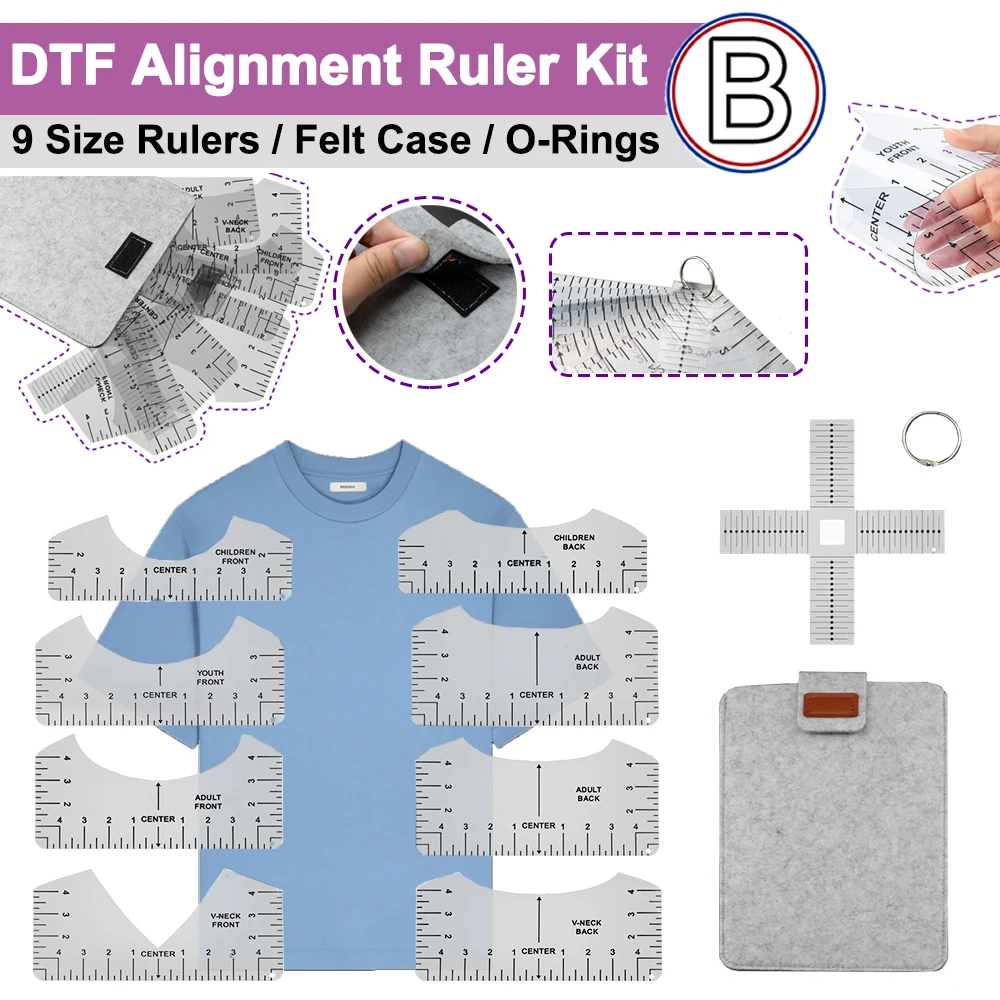 Pretreatment Machine Dtg - DTF DTG Ausrichtungslineal-Kit mit Filzetui, O-Ring-Zentrierung,