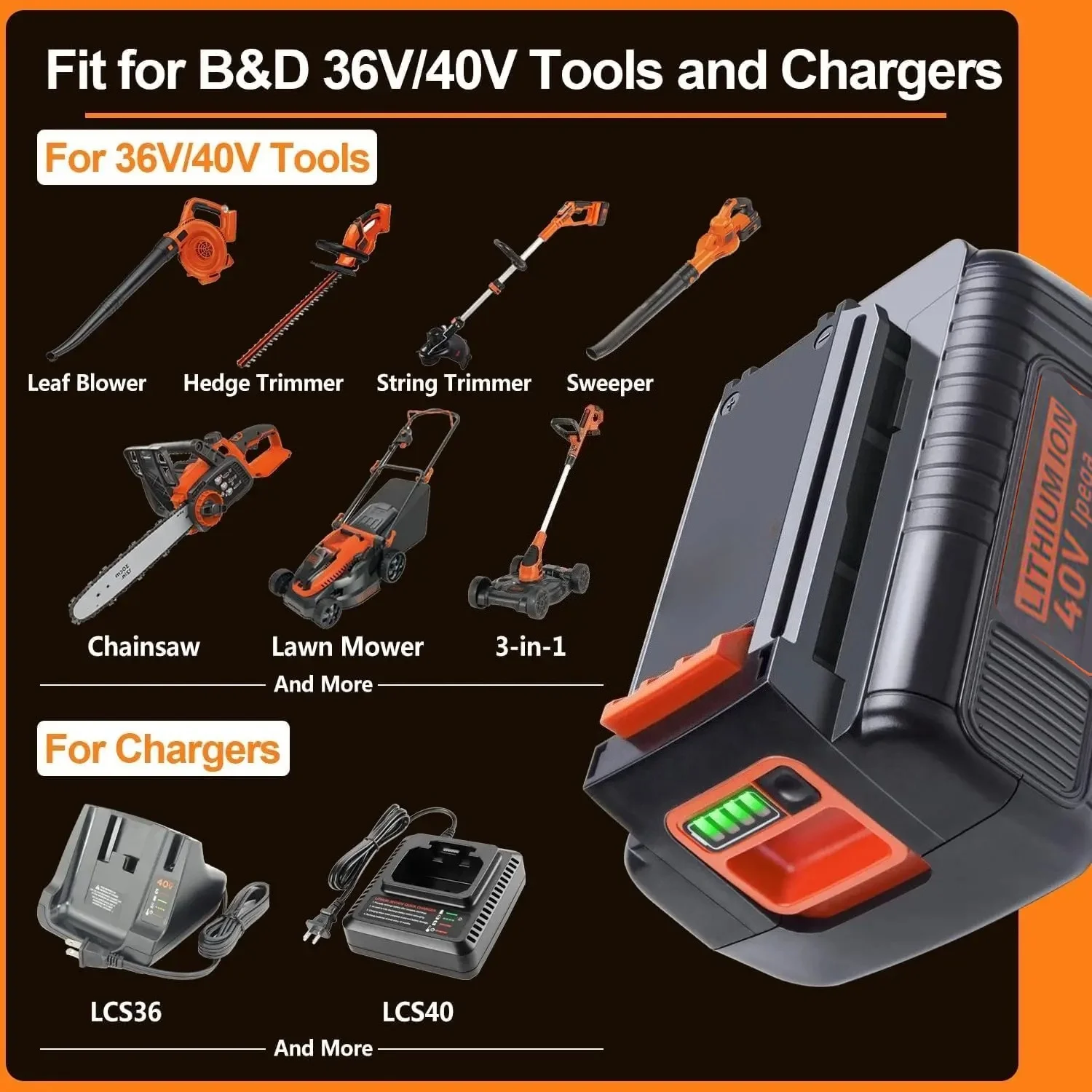 40V 4000mAh Lithium-Ionen-Akku – Black+Decker Tool Cordless Bewertung und Preis